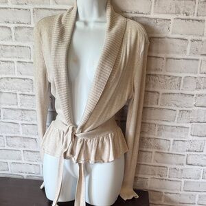 H & M  Women's Cream Sweater with Tie Waist